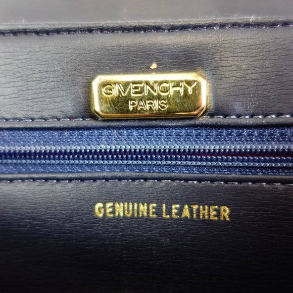 GIVENCHY Bag Leather Crossbody Purse Small Lizard VINTAGE Rare Dark Black Navy - Picture 2 of 12